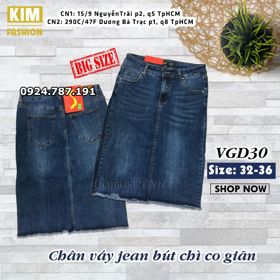 Chân Váy Jean Bút Chì Bigsize Co Giãn VGD30 size 32-36