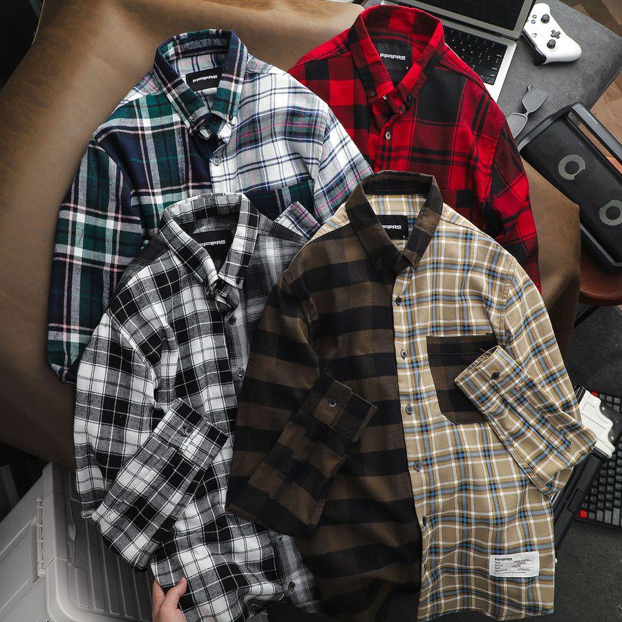 Áo Sơ Mi Nam Dubin Phối Họa Tiết Caro Hai Màu Chất Vải Flannel Mềm Mịn Phong Cách Trẻ Trung Form Chuẩn - FAPAS