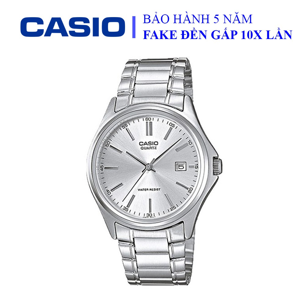 Đồng hồ Casio nam dây sắt thể thao, khung viền bạc ánh kim sang trọng, chống nước WR30M (MTP-1183A-7ADF)