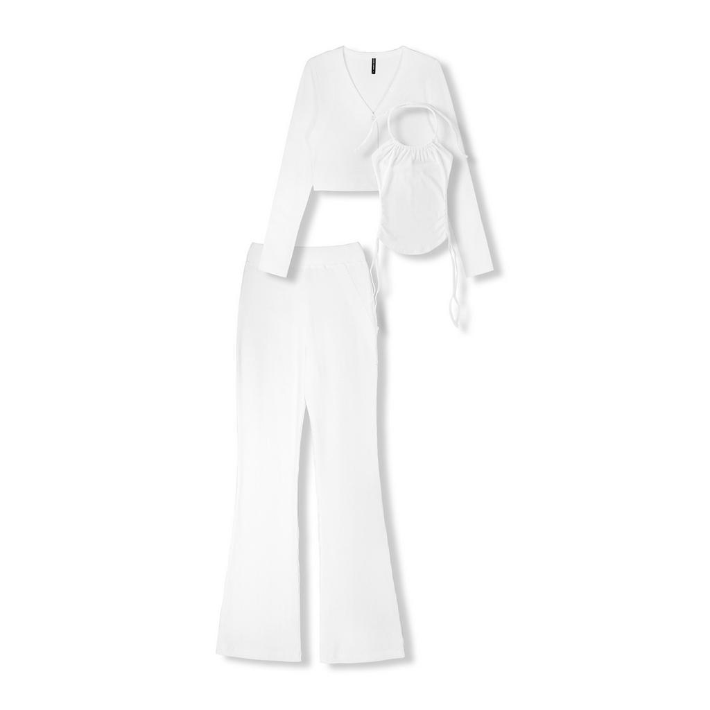 Set Nữ Áo Long Sleeves Flared Pant, Chất Vải Thun Gân 4 Chiều Thoải Mái, WSB060, SOMEHOW