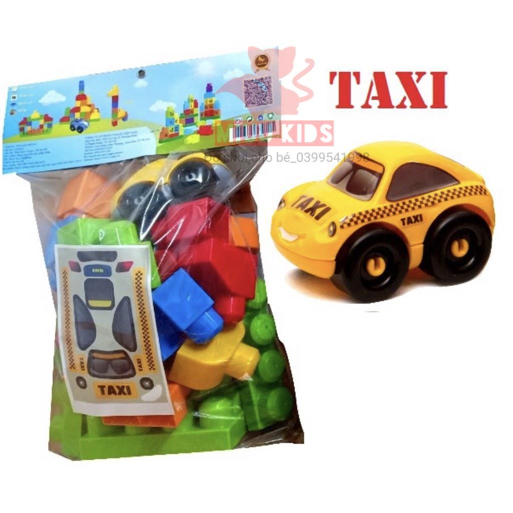 Xếp Hình Xe Taxi Kèm 34 Mảnh Ghép Size Đại Cho Bé