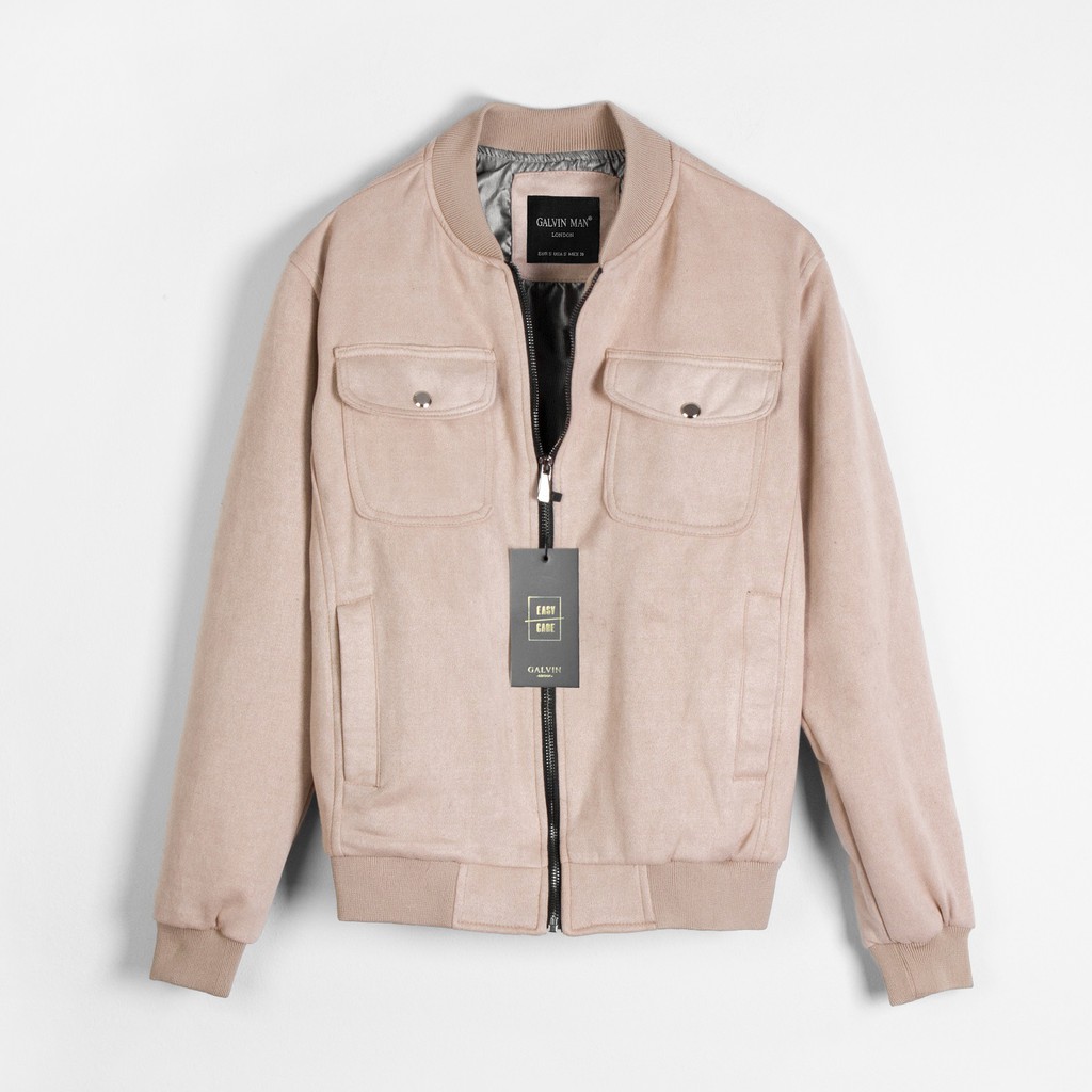 Bomber Galvin da lộn có túi khóa kéo áo khoác chất dạ AKGV13 - Leo Vatino | BigBuy360 - bigbuy360.vn