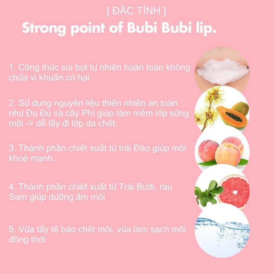 Tẩy Da Chết Sủi Bọt Thải Độc Môi Unpa Bubi Bubi Lip Chính Hãng, Thải Độc Môi, Dưỡng Ẩm, Làm Hồng Môi, Dung Tích 12ml | BigBuy360 - bigbuy360.vn