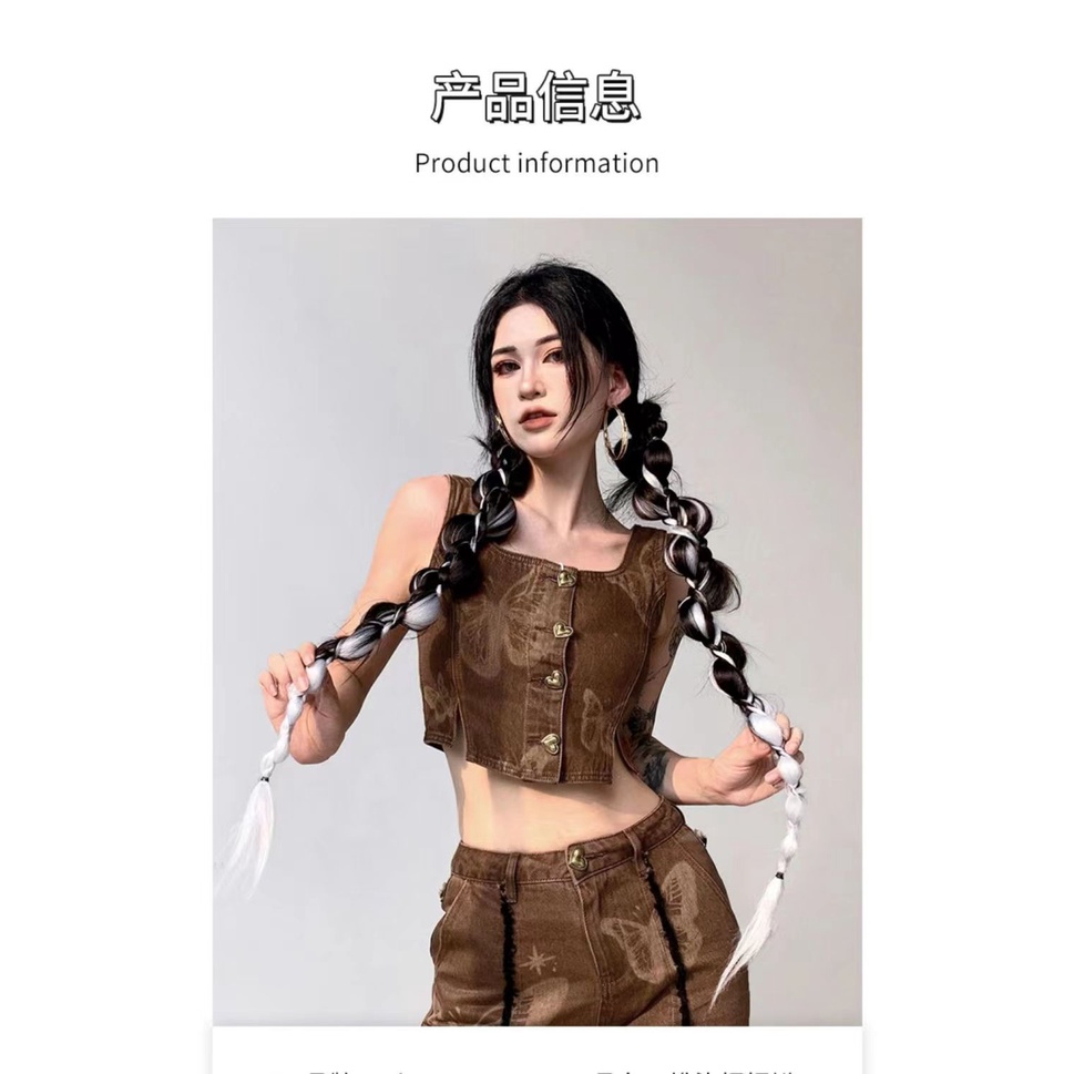 MISS FANCY Cặp Tóc Giả Thắt Bím Xoắn Có Màu Nâu Và đen Cho Nữ 70CM Một/Cặp