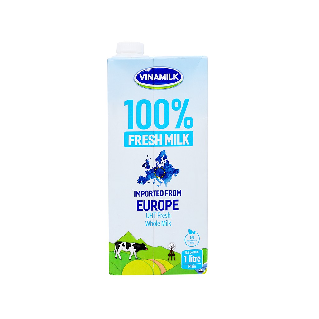 Sữa tươi nguyên chất tiệt trùng Vinamilk Nhập khẩu 100% hộp 1 lít