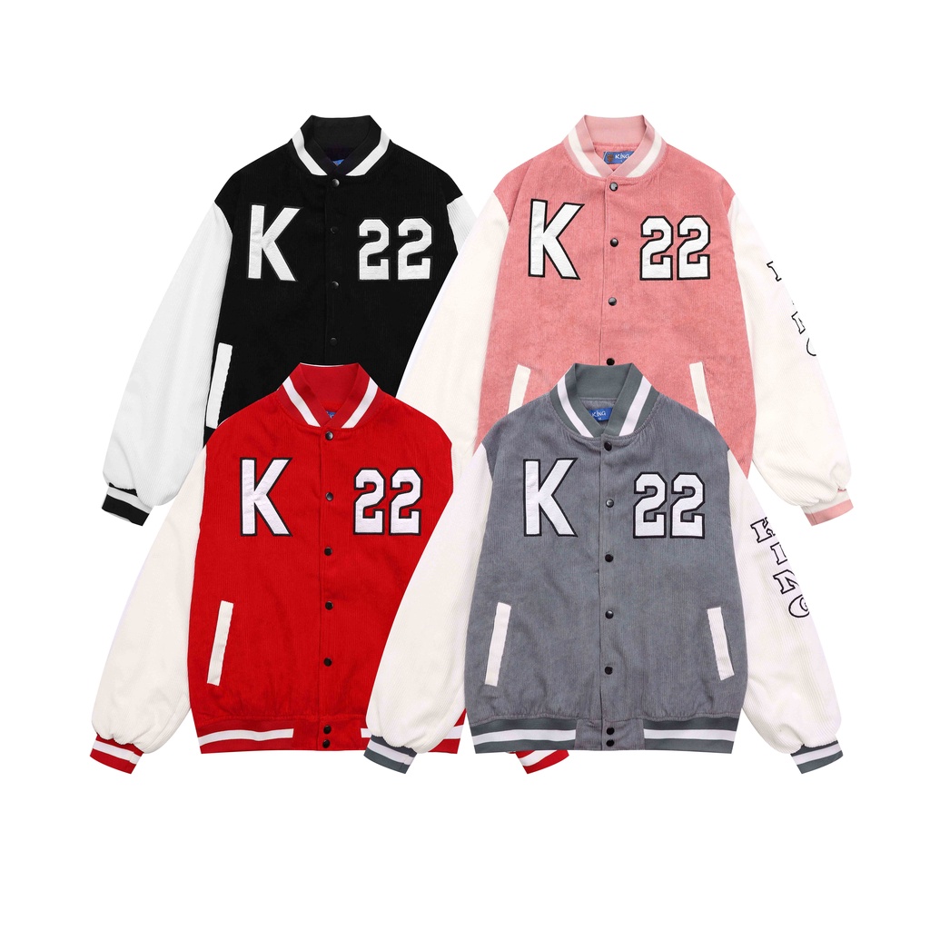 Áo Khoác Nam Nữ Nhung Tăm Jacket Varsity Graffiti King Brand Unisex V2 Màu Hồng