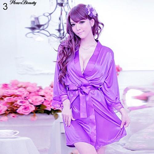 Áo Choàng Ngủ Chất Liệu Lụa Màu Trơn Gợi Cảm Cho Nữ | BigBuy360 - bigbuy360.vn