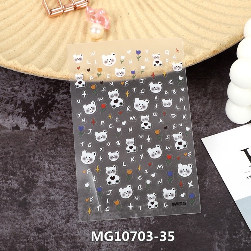 Sticker dán móng hình gấu MG10703