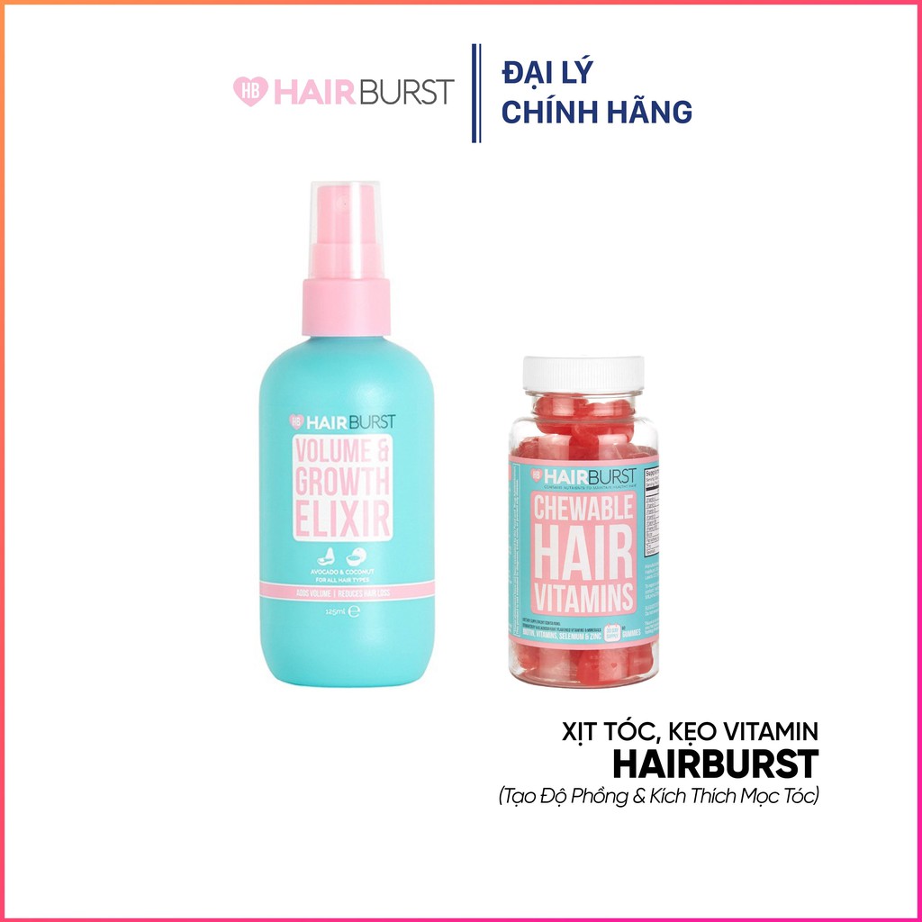 Combo Xị Dưỡng Tóc + Kẹo Làm Phồng, Hỗ Trợ Mọc Tóc HAIRBURST 125ml