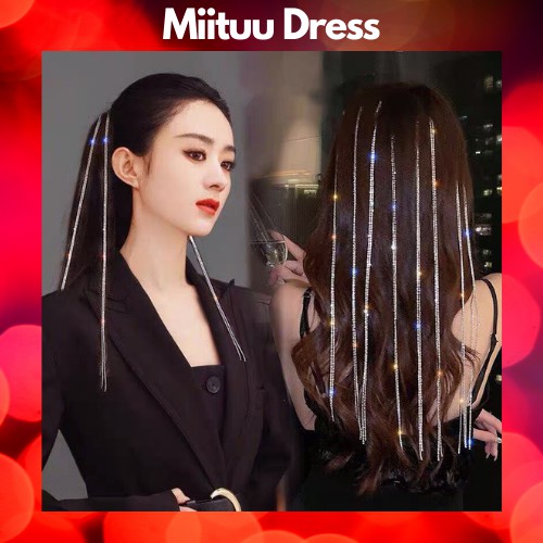 Kẹp tóc dây đá tua rua lấp lánh cặp tóc Hàn Quốc sang trọng cá tính xinh xắn đáng yêu thời trang cho nữ Miituu KT2