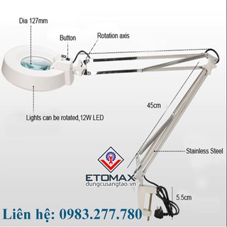 Kính lúp kẹp bàn có đèn LT-86A 10x