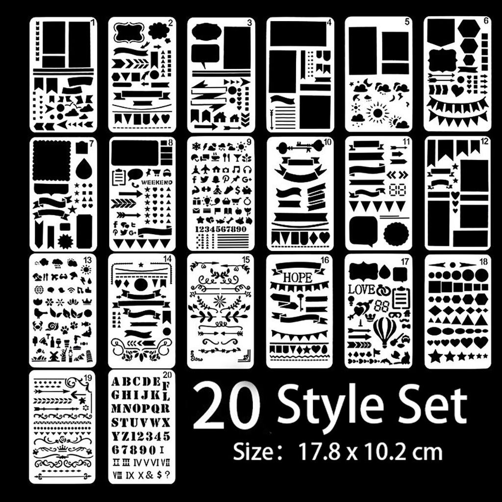 Set 20 thước vẽ họa tiết hình học