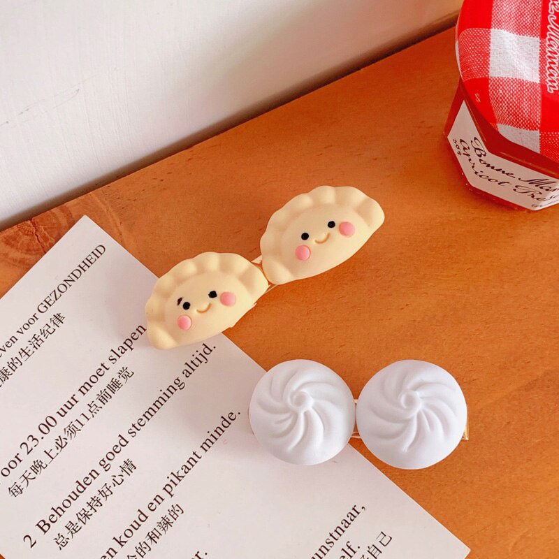Kẹp tóc đính phụ kiện hình bánh bao hấp dễ thương dành cho trẻ em