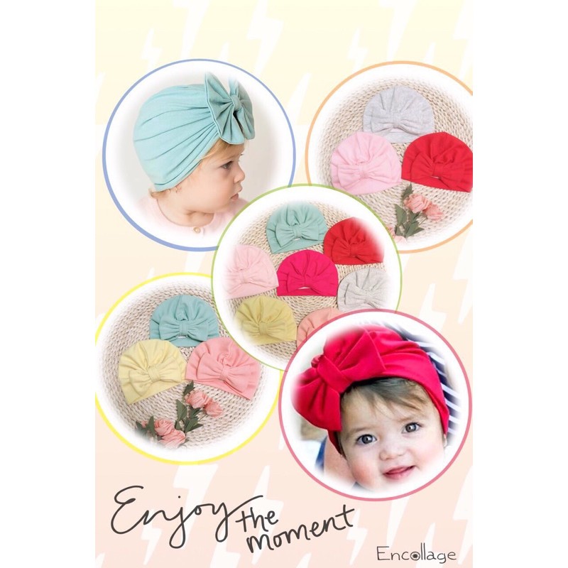 Mũ turban Mũ thắt nơ bé gái mũ cotton Nơ mẫu trơn