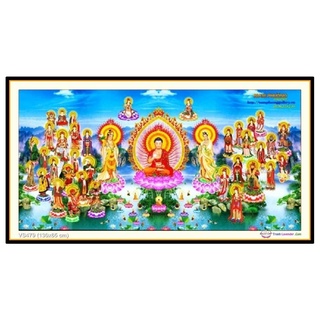 Tranh đính đá kim cương tây phương cực lạc thánh chúng a di đà phật. kích thước: 1m30 x 65cm