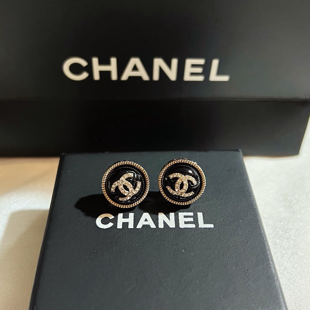 Bông Tai Mạ Bạc 925 Dáng Tròn Phối Hai Màu Đen Trắng Thời Trang 2022