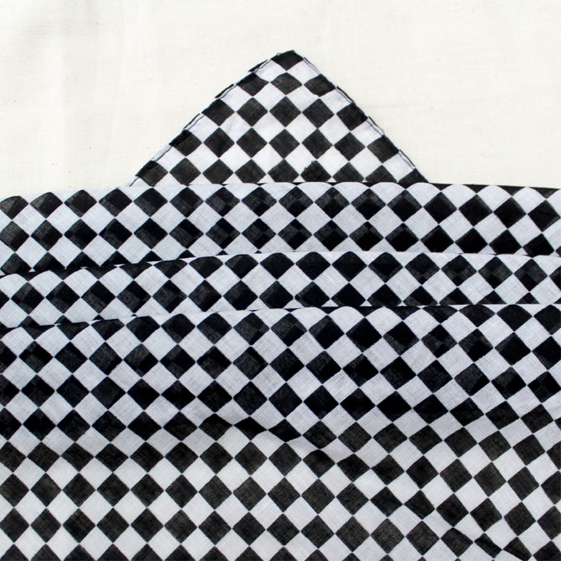 Khăn choàng cổ vuông in họa tiết caro bằng cotton đa năng kích thước 55x55cm cho nam và nữ