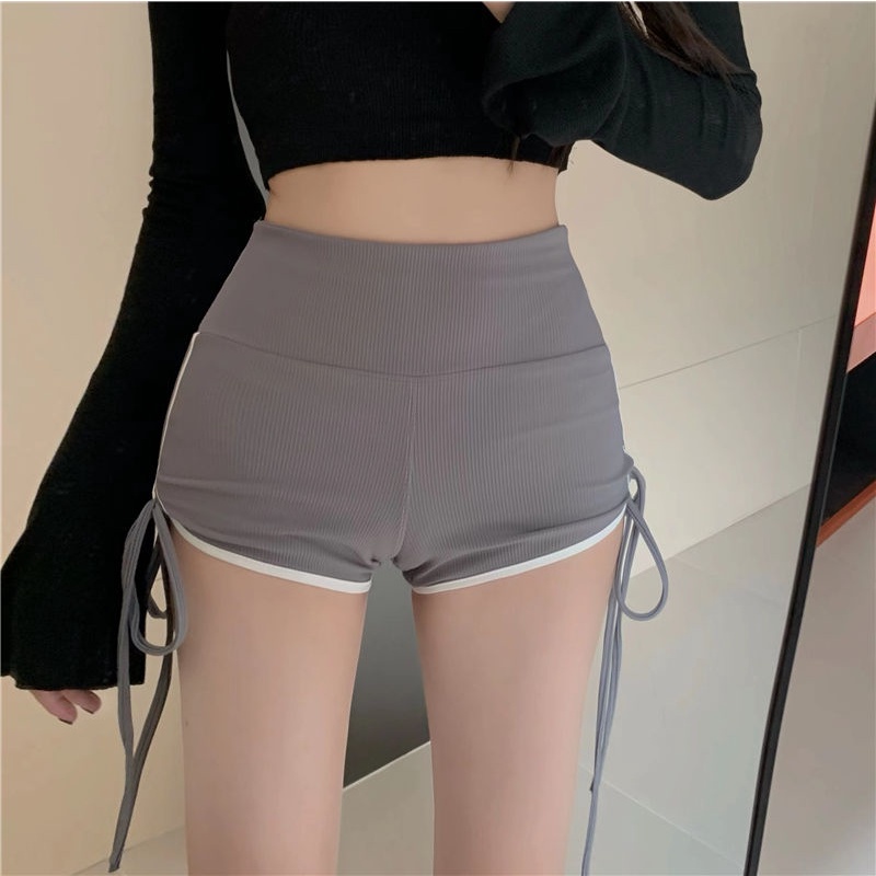 Quần Short Thể Thao Lưng Cao Phối Dây Rút Thời Trang Mùa Hè Cho Nữ