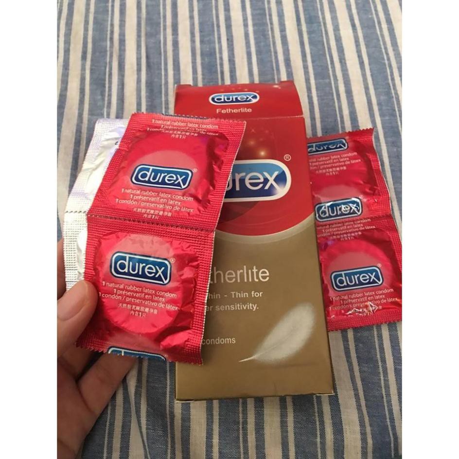 [Hàng Chính Hãng]  Bao cao su Durex Fetherlite Size 52mm - Hộp 12 cái, Bcs Siêu Mỏng, Nhiều Gel Kéo Dài Thời Gian Yêu.