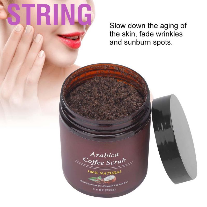 String Professional Coffee Body Scrub Cream Exfoliating Anti-Aging Burning Fat Skin Care 250g