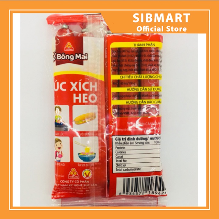 [ MÓN NGON MỖI NGÀY ] Xúc xích heo 3 bông mai tiệt trùng Vissan 105g (5 cây) - Sinmart Official Store - SX0035