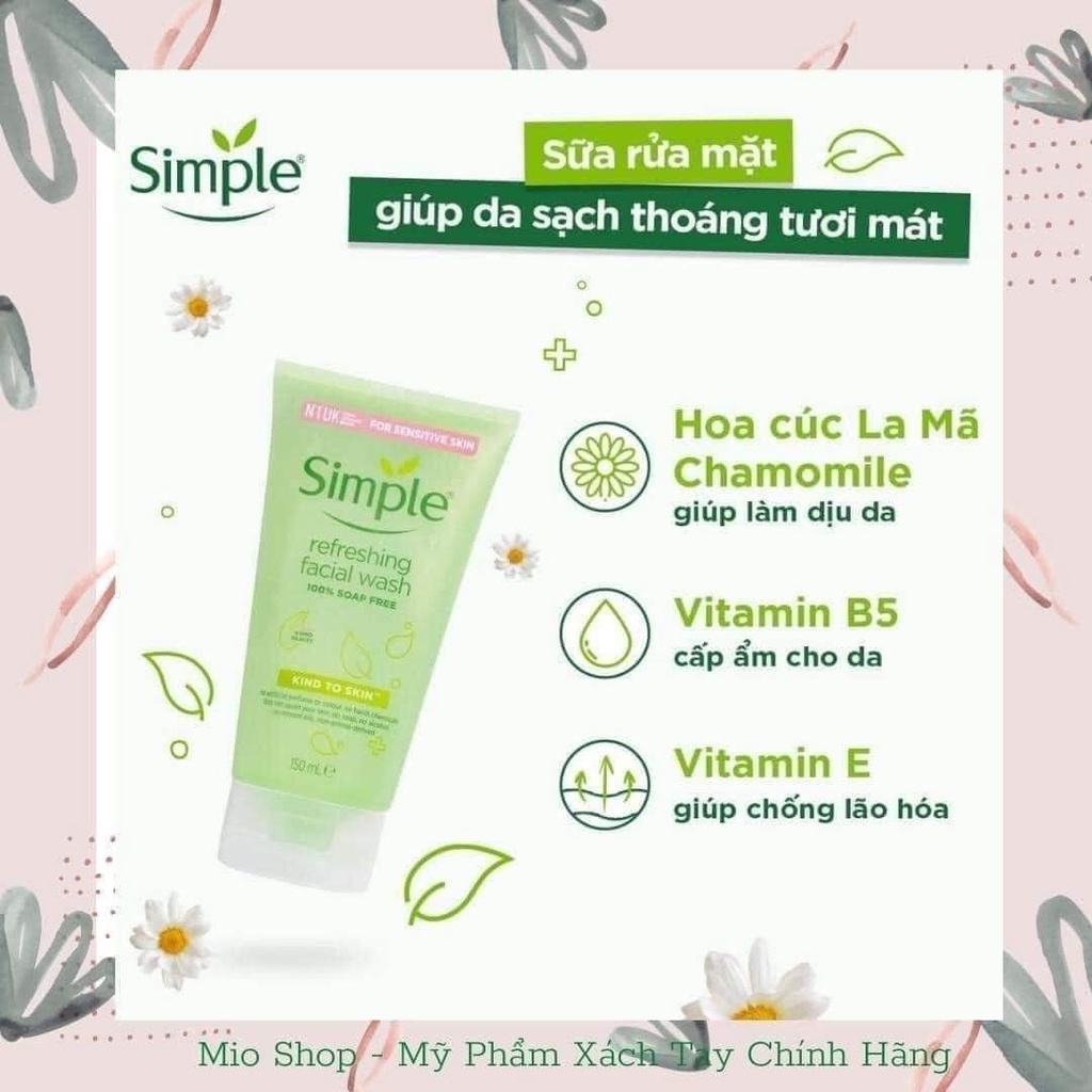 COMBO SIMPLE -lành tính sạch thoáng - cho da nhạy cảm 150ml