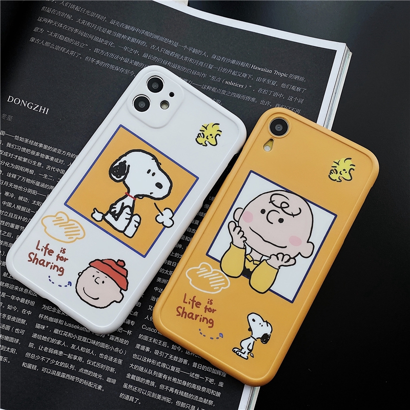 Ốp điện thoại mềm màu trắng vàng hình Snoopy Charlie cho Iphone 11 Pro MAX i7 i8 Plus XR XS MAX | BigBuy360 - bigbuy360.vn