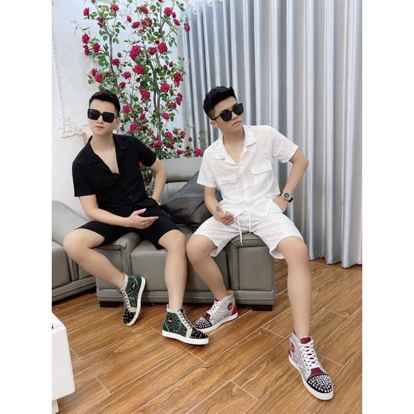 bộ đũi nam , bộ đũi nam cổ tàu , cổ bẻ cộc tay - chất đũi Thái chống nhăn cao cấp