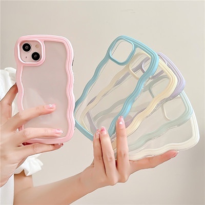 Ốp Điện Thoại Chống Sốc Màu Macaron Viền Gợn Sóng Cho IPhone 14  pro max 13 12 11 Pro Max 8 7 Plu