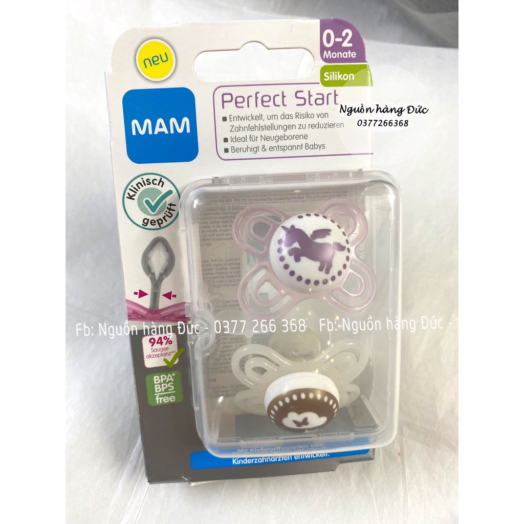 Ti giả MAM Đức 0-2m chỉnh nha cho bé MAM Perfect start - cho bé từ sơ sinh tới 2 tháng tuổi