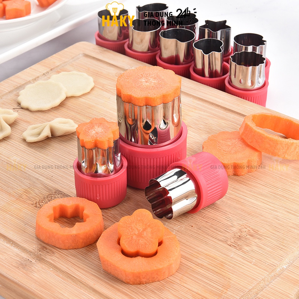 Bộ 12 khuôn cắt tạo hình rau củ quả bằng thép không gỉ cao cấp HAKY002, khuôn cắt đa năng, tiện dụng, an toàn và bền