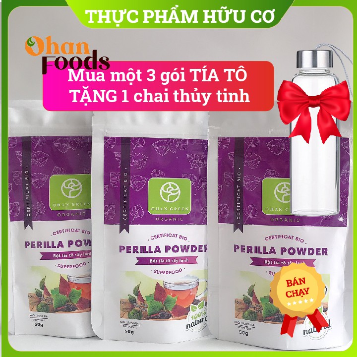 Bột Tía Tô Ohan Green Cao Cấp Organic 100%,Sấy Lạnh Nhật Bản Hỗ Trợ Giảm Cân Xóa Nám Đẹp Da,50 gram,Freeship