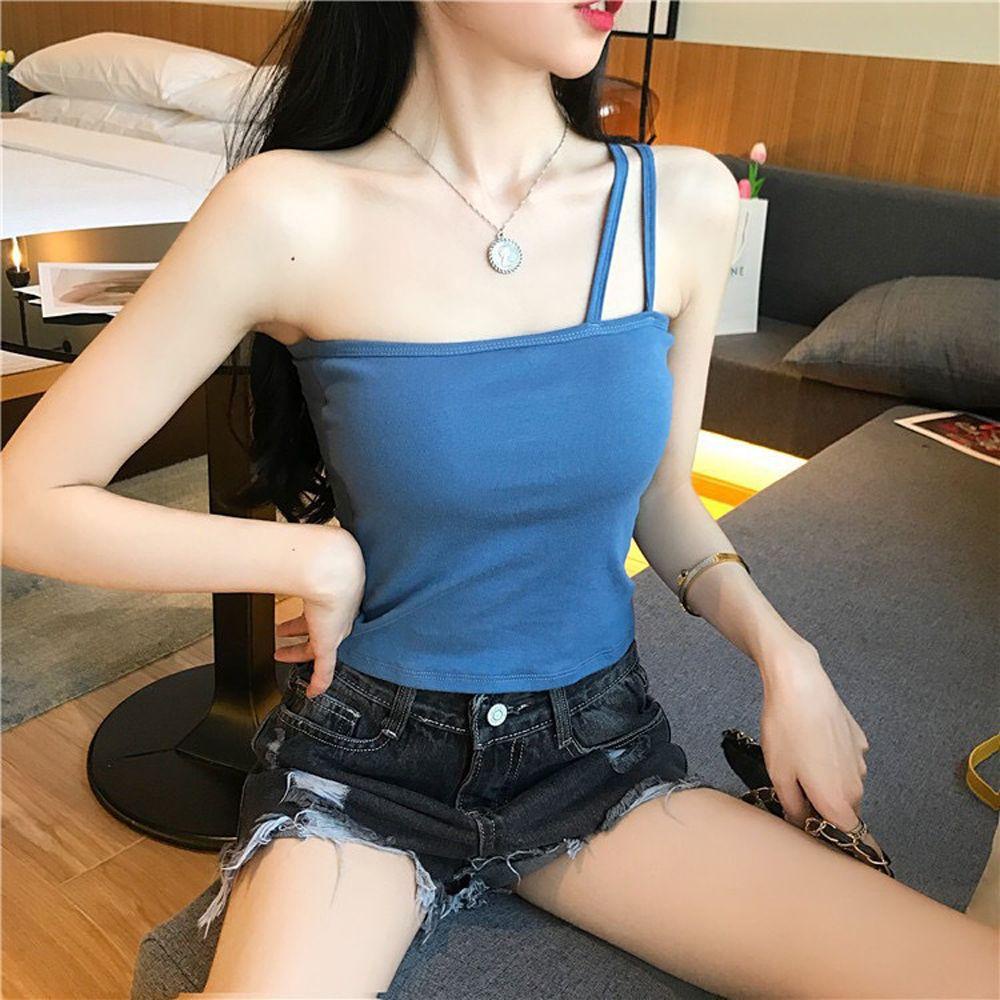 OCEANMAP Áo Lót Mềm Mại Thoáng Khí Hai Dây Màu Trơn Dành Cho Nữ