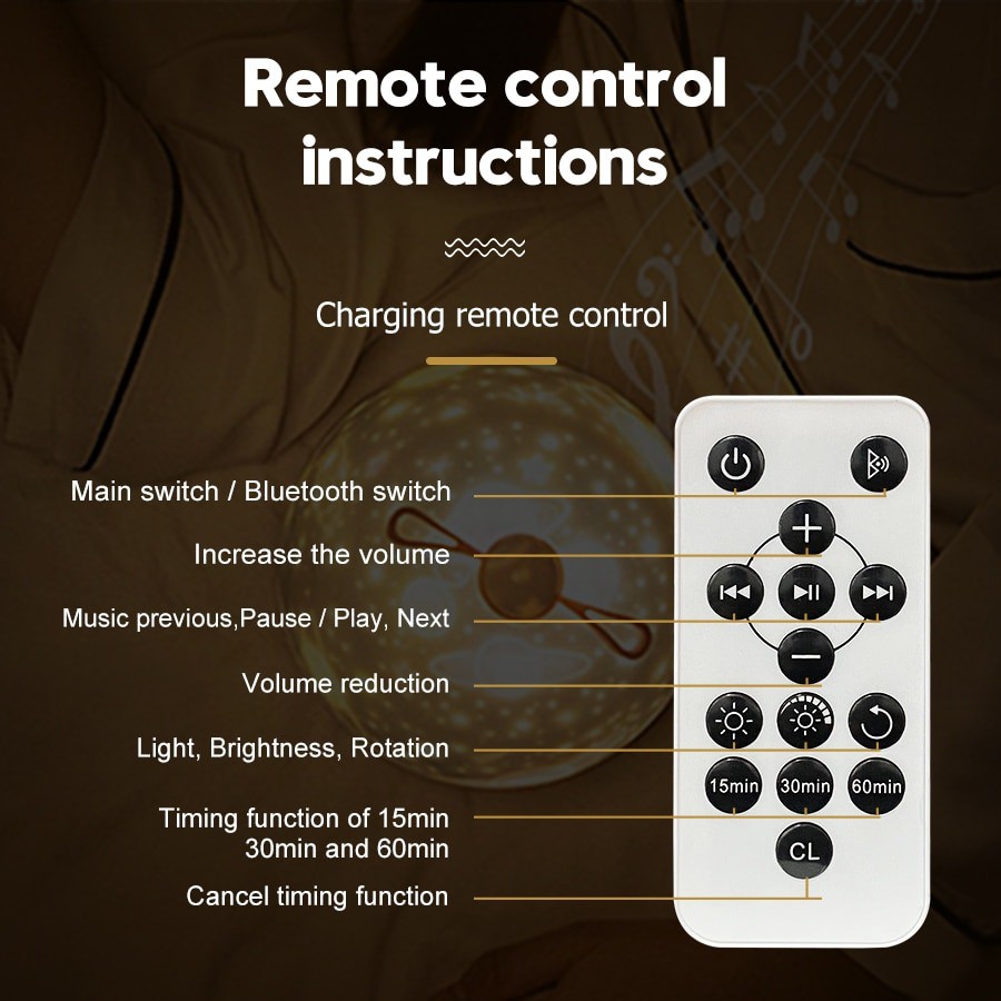 Đèn Chiếu Ngàn Sao 3D, phát nhạc Bluetooth thế hệ mới, tích hợp đèn ngủ xoay tự động, sạc Pin USB siêu Hot