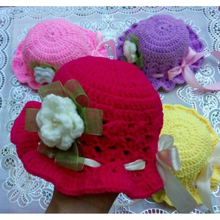 Nón len cho bé gái, nón mũ len handmade thời trang dễ thương cho bé 0-1-2-3 tuổi