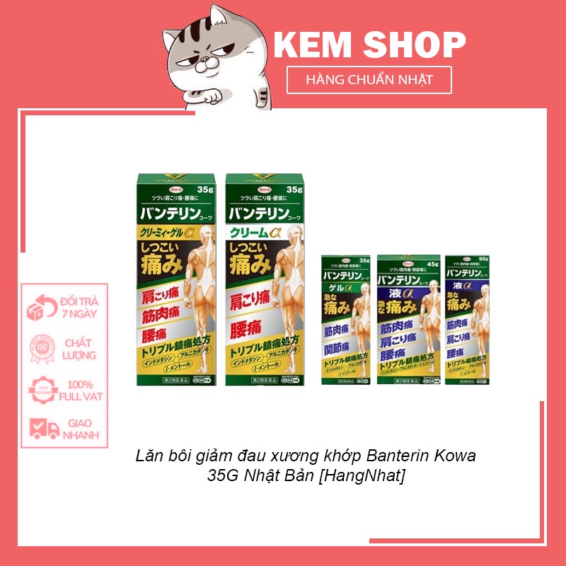 Lăn bôi giảm đau xương khớp Banterin Kowa 35G Nhật Bản [HangNhat]