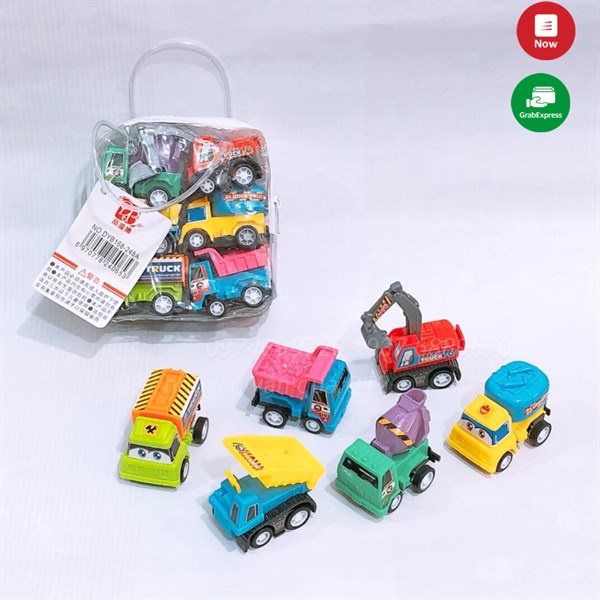 Túi đồ chơi 6 xe công trình bánh trớn chạy đà xe múc, xe ben, xe bê tông... 168-248 168-248