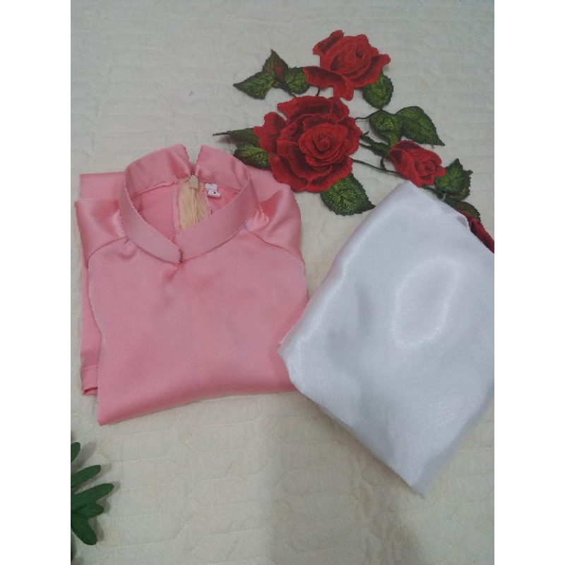 Set bộ áo dài bé lụa satin 8-35kg