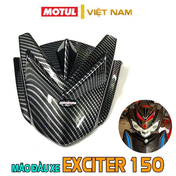 Mão Exciter 150 trang trí nhựa ABS chắn gió, ốp đầu xe mẫu sừng cacbon loại ngắn