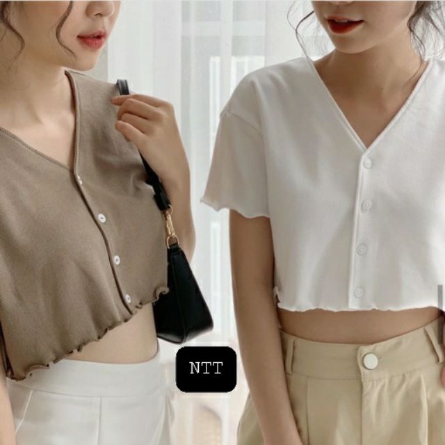 [Mã FAMAYWA giảm 10K đơn 50K] A2 ÁO CRT CỔ VIỀN CUỐN BIÊN CÚC THẬT THUN GÂN | BigBuy360 - bigbuy360.vn