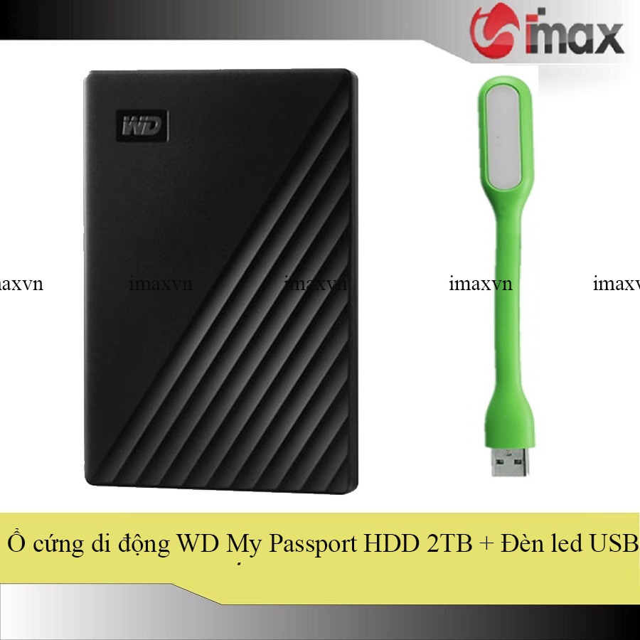 Ổ Cứng Di Động WD My Passport HDD 2TB + Đèn Led USB
