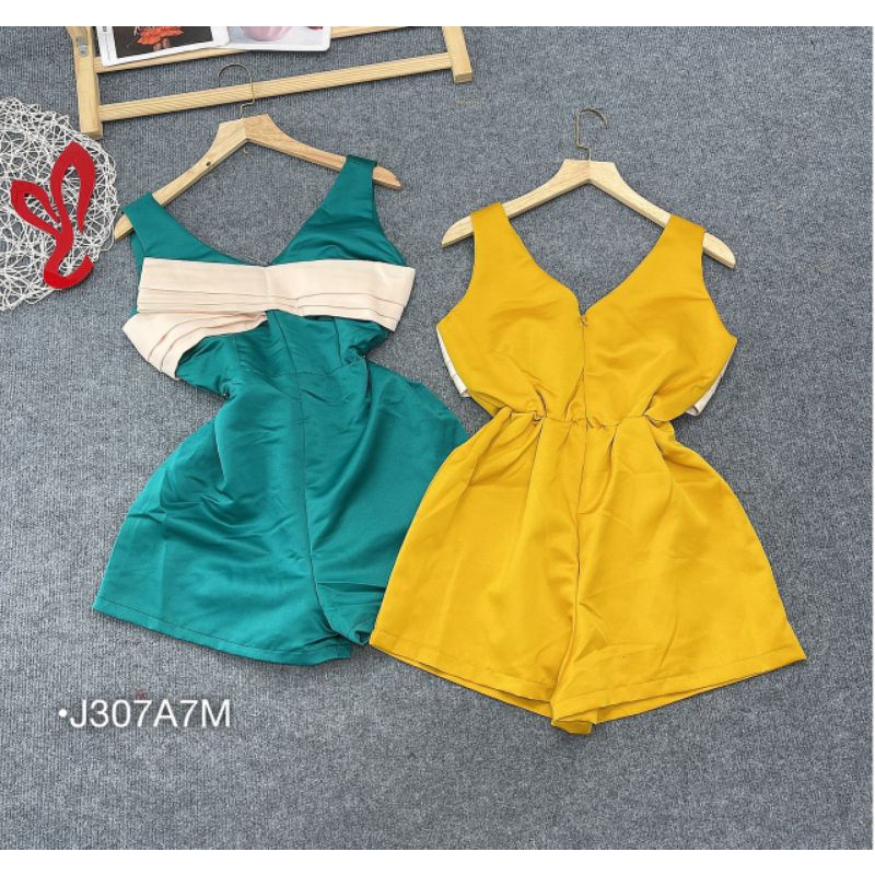 [Ảnh thật] Set bộ Jum tacta nơ ngực, Bộ Jumpsuit thiết kế nơ ngực