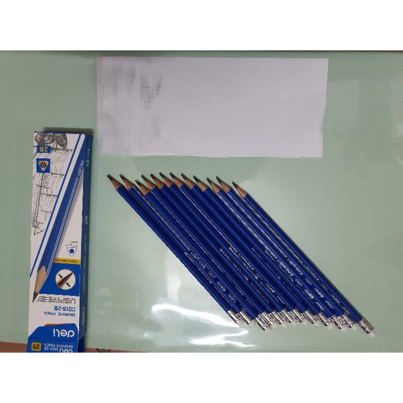 Chì mềm Deli 2B - thân bút tam giác - có tẩy dùng tập viết tập vẽ tập tô cho học sinh pencil (mẫu ngẫu nhiên)