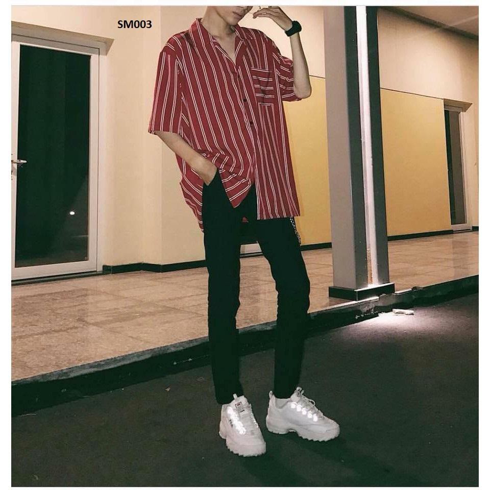 ÁO SƠ MI SỌC NGẮN TAY SỌC DỌC UNISEX | BigBuy360 - bigbuy360.vn