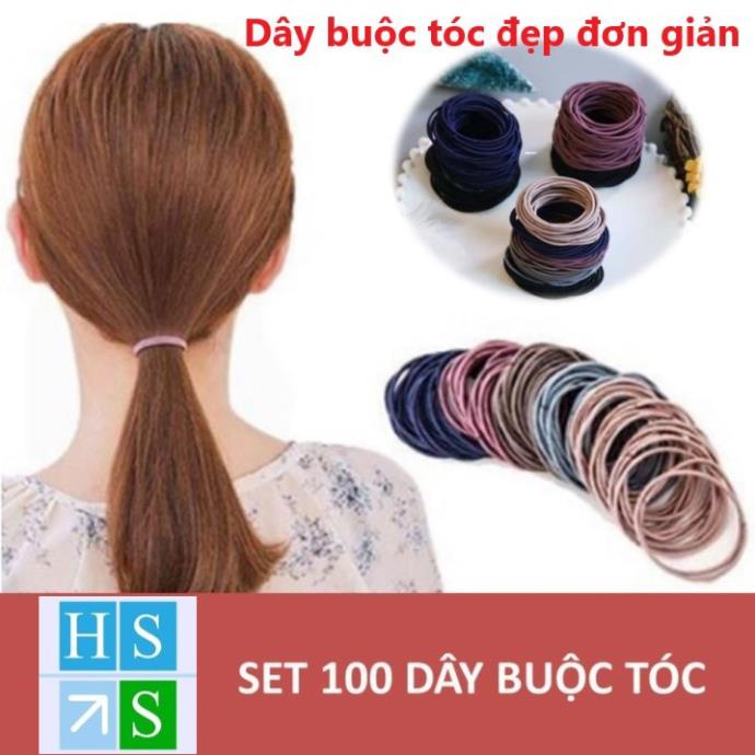 Túi 100 Thun buộc tóc dây cột tóc phong cách Hàn Quốc (Nhiều mầu) - HS Shop Thủ Đức