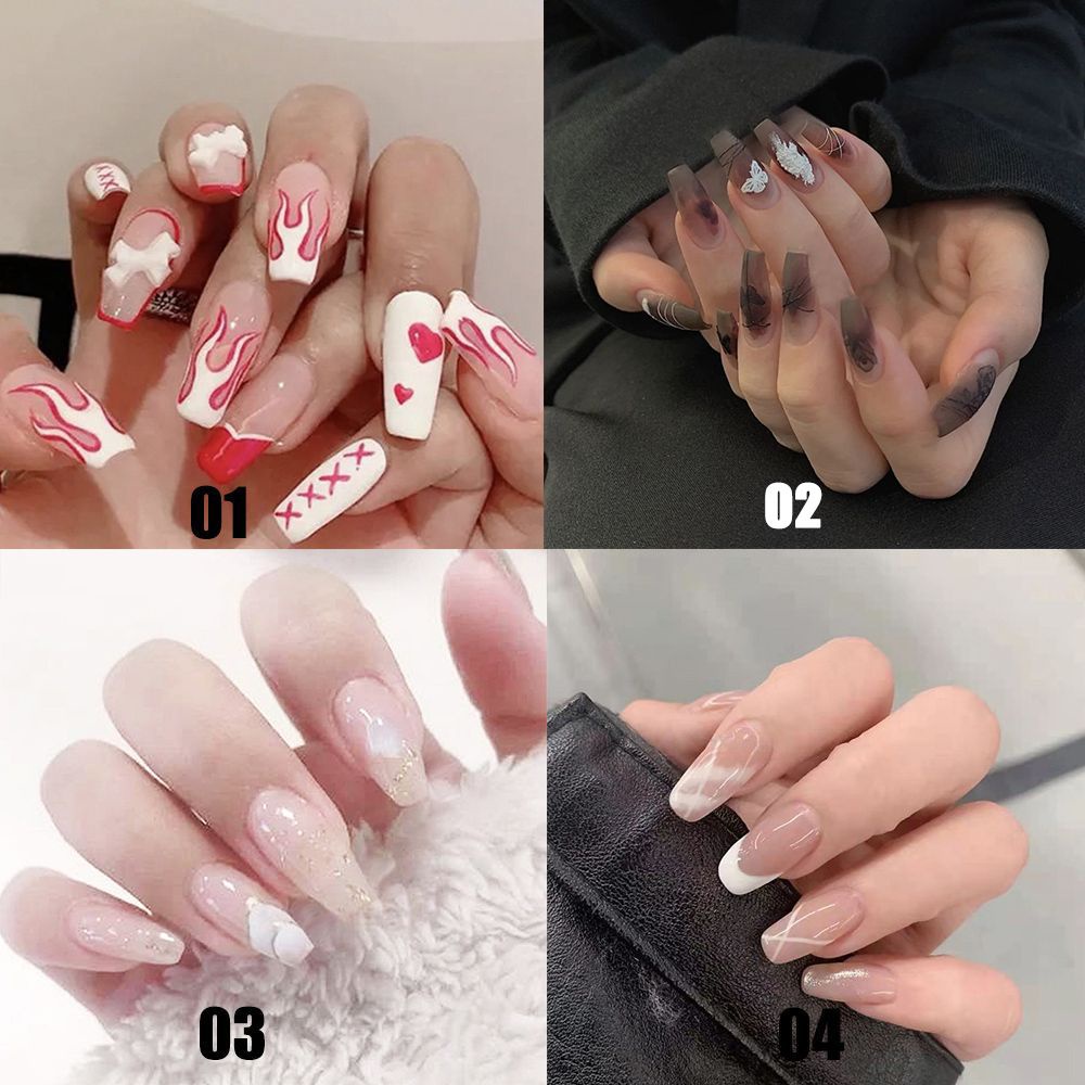 Set 24 Móng Tay Giả Đầu Vuông Trang Trí Nghệ Thuật Thời Trang Cho Nữ