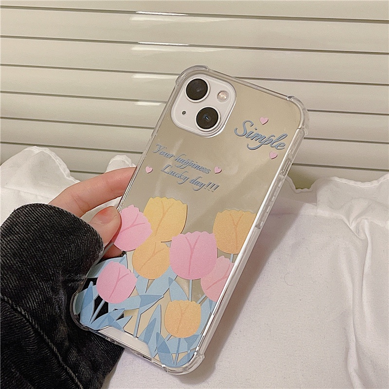 Ốp Điện Thoại Tráng Gương Họa Tiết Hoa Màu Xanh Dương Cho Apple Iphone 13Promax 6/6splus/7/7plus/8/8plus/x/xr/xs/11/12/13/pro/max/plus/promax