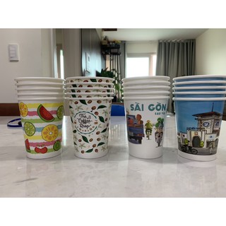 Set 50 cốc giấy 14OZ (360ml)- 4 mẫu hót-kèm nắp