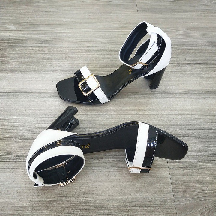 Giày sandal nữ cao gót 7p hàng hiệu rosata đẹp màu trắng thời trang ro347