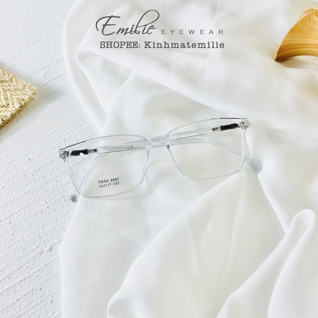 Gọng kính nhựa dẻo vuông nam nữ Emilie eyewear phụ kiện thời trang 8087